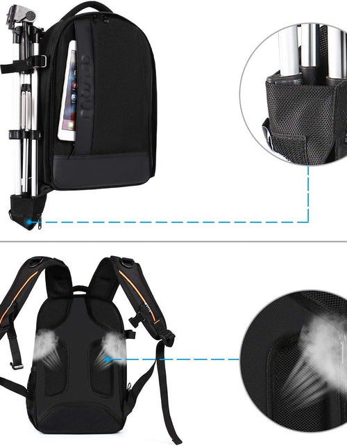 Load image into Gallery viewer, Camera Backpack, Dslr/Slr/Mirrorless Photography Camera Case Buffer Padded Shockproof Camera Bag with Customized Modular Inserts&amp;Tripod Holder Compatible with Canon,Nikon,Sony Etc, Black
