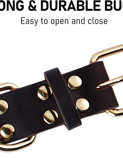 Load image into Gallery viewer, Dog Collar, Genuine Leather Dog Collar, Heavy Duty Dog Collar, Wide Dog Collar for Small Dog, Medium Dog, Large Dog and Extra Large Dog (M: 1" Wide for 15.2"-19.2" Neck, Dual Stitch - Brown)
