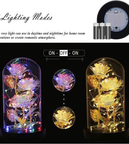 Birthday Gifts Galaxy Artificial Rose, Flowers Beauty and the Beast Rose Gold Foil Rose Enchanted Colorful Infinity Rose, Rose Flowers Gifts for Home Decor Unique Gifts for Women