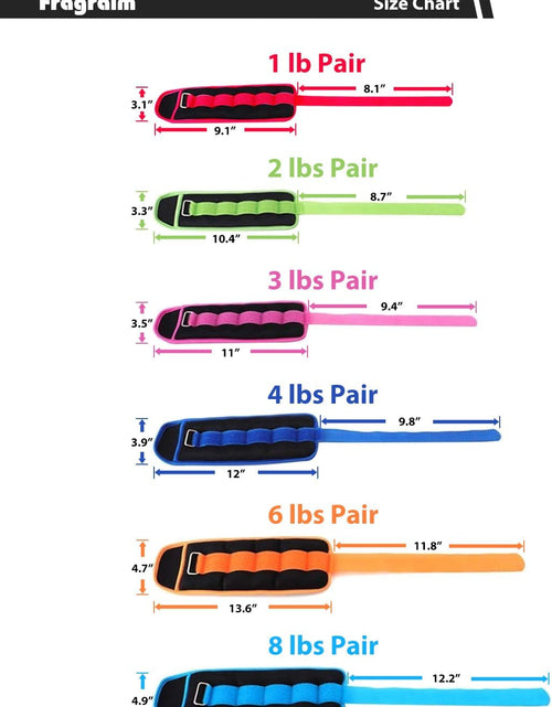 Load image into Gallery viewer, Ankle Weights for Women, Men and Kids - 1/2/3/4/6/8/10/12/15/20 LBS 1 Pair Strength Training Wrist/Leg/Arm Weight with Adjustable Strap for Jogging, Gymnastics, Aerobics, Physical Therapy
