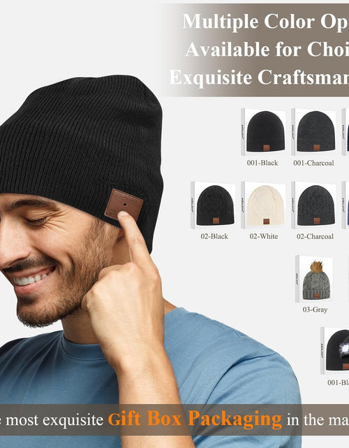 Load image into Gallery viewer, Bluetooth Beanie, Double-Layer Wool Lining Bluetooth Hat Beanie for Men/Women/Teens/Family, 20Hrs Playing, Gift Packaging for Christmas Stocking Stuffers Thanksgiving (001-Black)
