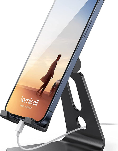 Load image into Gallery viewer, Adjustable Cell Phone Stand, Desk Phone Holder, Cradle, Dock, Compatible with Iphone 17 16 15 14 Air plus Pro Pro Max 13 12 X XS, 4-8" Phones, Office Accessories Gifts, All Smartphone, Black
