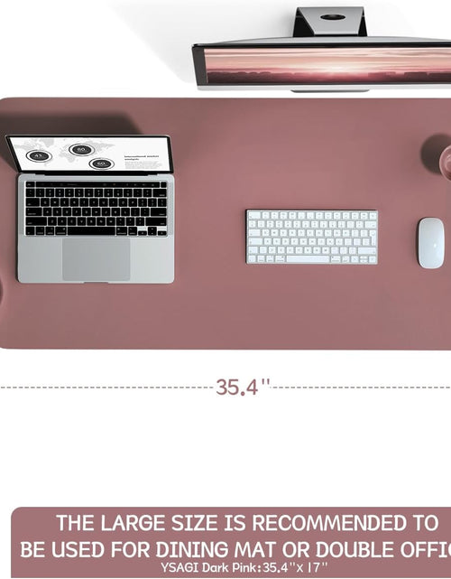Load image into Gallery viewer, Non-Slip Leather Desk Pad L Size, Waterproof Laptop Computer Desk Keyboard Mat, Table Protector Blotter Mat, Large Mouse Pad for Office/Work/Home/Decor(Dark Pink, 35.4" X 17")
