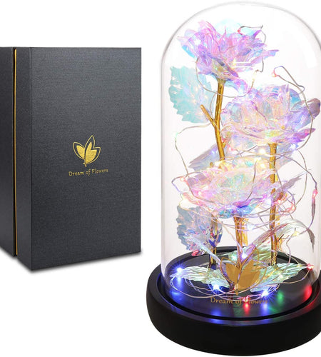 Birthday Gifts Galaxy Artificial Rose, Flowers Beauty and the Beast Rose Gold Foil Rose Enchanted Colorful Infinity Rose, Rose Flowers Gifts for Home Decor Unique Gifts for Women