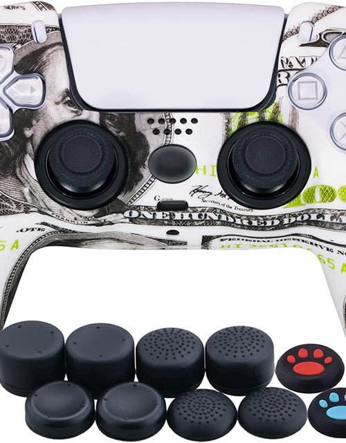 Load image into Gallery viewer, Water Transfer Printing Silicone Thickened Cover Skin Case for PS5 Dualsense Controller X 1(US Dollars) with Thumb Grips X 10
