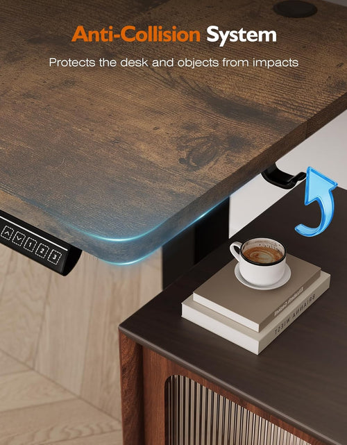 Load image into Gallery viewer, 55" Electric Standing Desk,Height Adjustable Home Office Sit Stand up Computer PC Table,Tall Standup Workstation, Gaming, Writing, Study,Bedroom Rising Desks with Two-Piece Desktop,Brown
