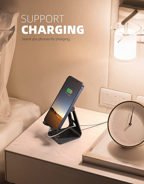 Load image into Gallery viewer, Adjustable Cell Phone Stand, Desk Phone Holder, Cradle, Dock, Compatible with Iphone 17 16 15 14 Air plus Pro Pro Max 13 12 X XS, 4-8" Phones, Office Accessories Gifts, All Smartphone, Black
