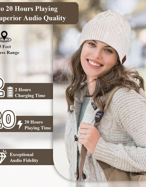 Load image into Gallery viewer, Bluetooth Beanie, Double-Layer Wool Lining Bluetooth Hat Beanie for Men/Women/Teens/Family, 20Hrs Playing, Gift Packaging for Christmas Stocking Stuffers Thanksgiving (001-Black)
