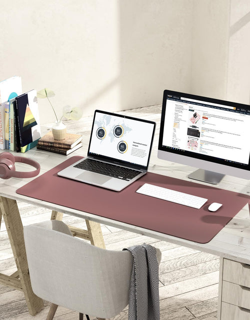 Load image into Gallery viewer, Non-Slip Leather Desk Pad L Size, Waterproof Laptop Computer Desk Keyboard Mat, Table Protector Blotter Mat, Large Mouse Pad for Office/Work/Home/Decor(Dark Pink, 35.4" X 17")
